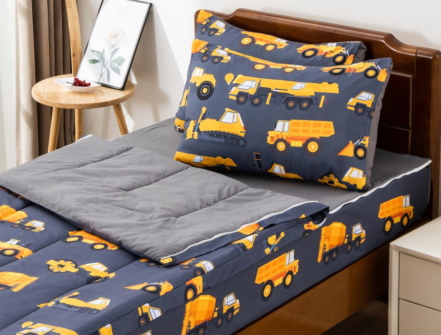 Aimuan 3Pcs Kids Comforter Set Zipper Bedding Set for Boys, Twin Kid Bedding Set Game Comforter Set, All in one Zipper Bedding (Grey, Twin)