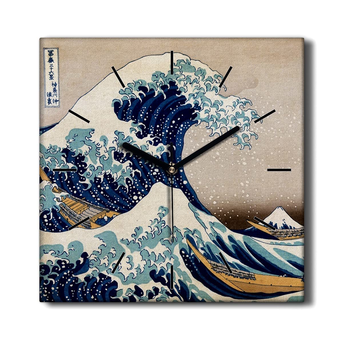 Horloge Murale Toile Sans Tic-Tac Silencieuse Salon Grande Vague de Kanagawa