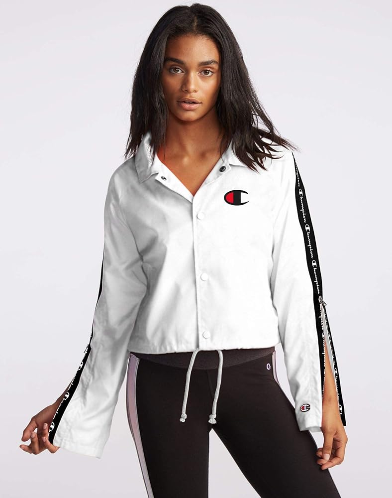 Champion Life Womens Zipper Tape Cropped Coaches Jacket, XL