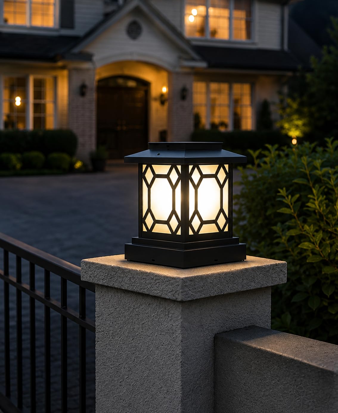 kinis Outdoor Gate Pillar Light | Waterproof LED Gate Lamp for Main Entrance, Boundary Wall & Garden | Modern Black Metal Lantern Design | Outdoor Decorative Post Light (Pack of 1, Without Bulb)-image-22