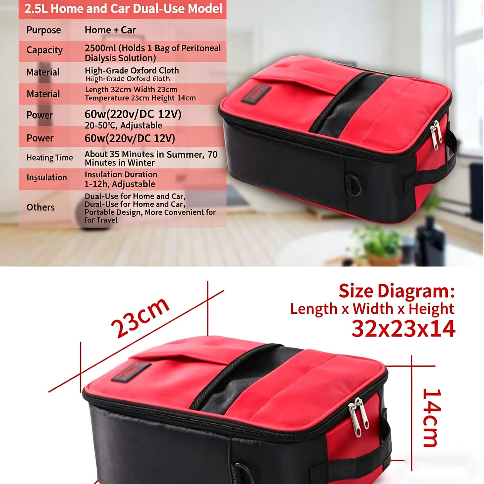 Incubateur Chauffant Pour Solution De Dialyse Péritonéale Zayuzo 2,5 L, Sac De Liquide Chauffé À Température Constante Avec Chauffage Sur 3 Côtés (réglable De 20 À 50 °C), Avec Mémoire Et Minuterie, P