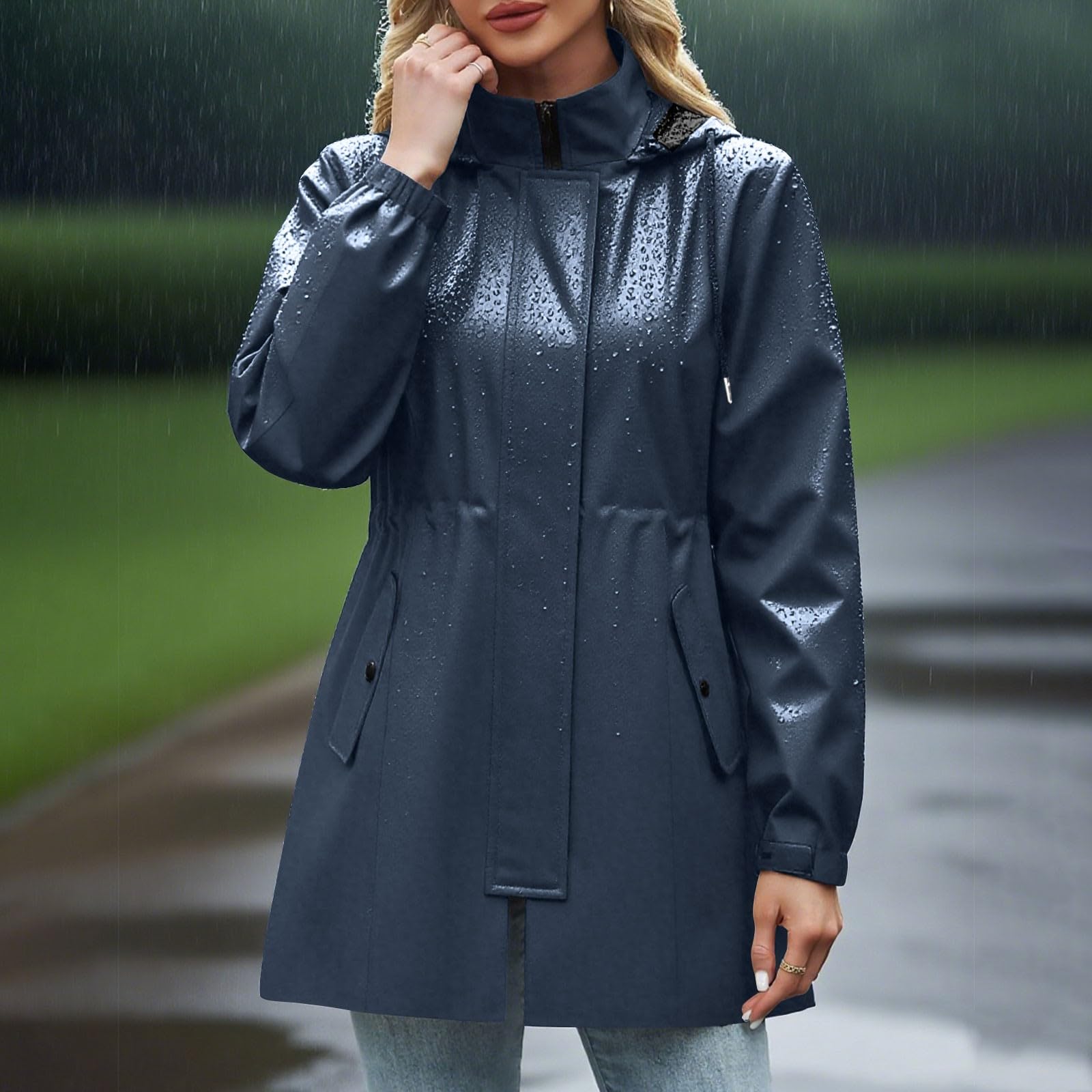 Giacca Antipioggia Traspirante Da Donna, Softshell, Impermeabile Semplice, Ripiegabile Con Cappuccio, A, Per Primavera E Di Antivento Bici Donna Running Giallo Giubbotto Canadian