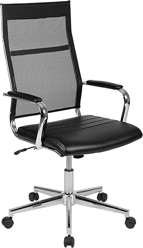 Miniatura 9 de Flash Furniture Hansel - Silla de oficina giratoria ejecutiva con respaldo alto, color negro LeatherSoft Negro -,Blanco