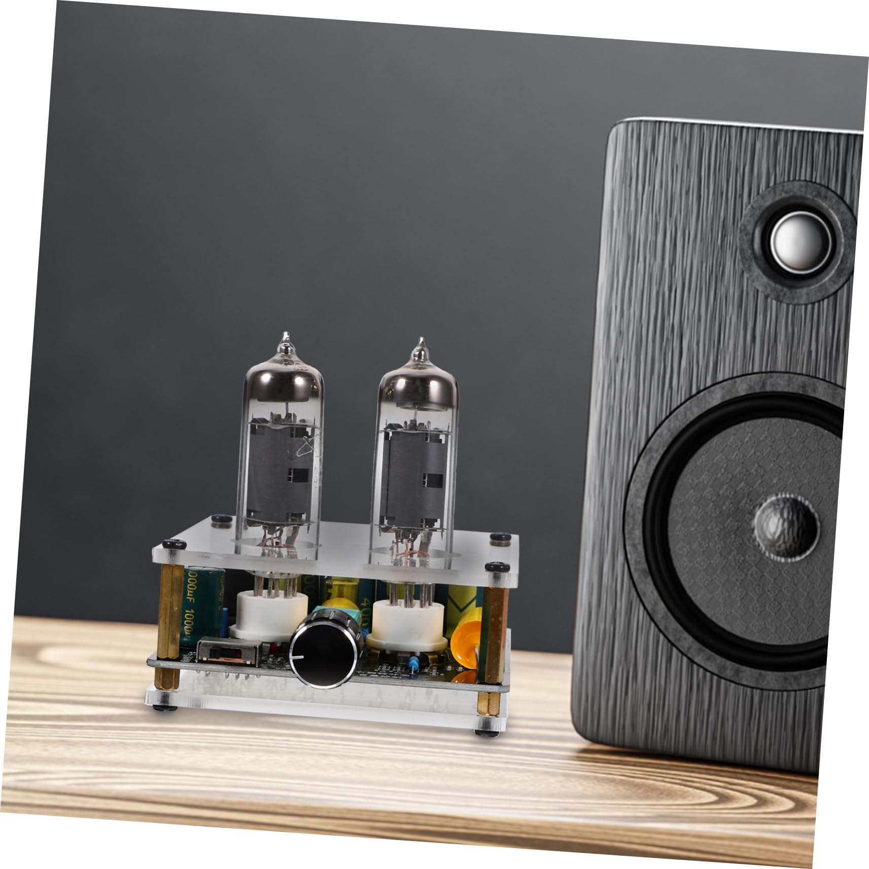 Preamplificatore Valvolare Phono Portatile Funzione Preamplificatore in Vetro e Abs per Sistemi Home Theater Fai-da-te e Arredamento Moderno