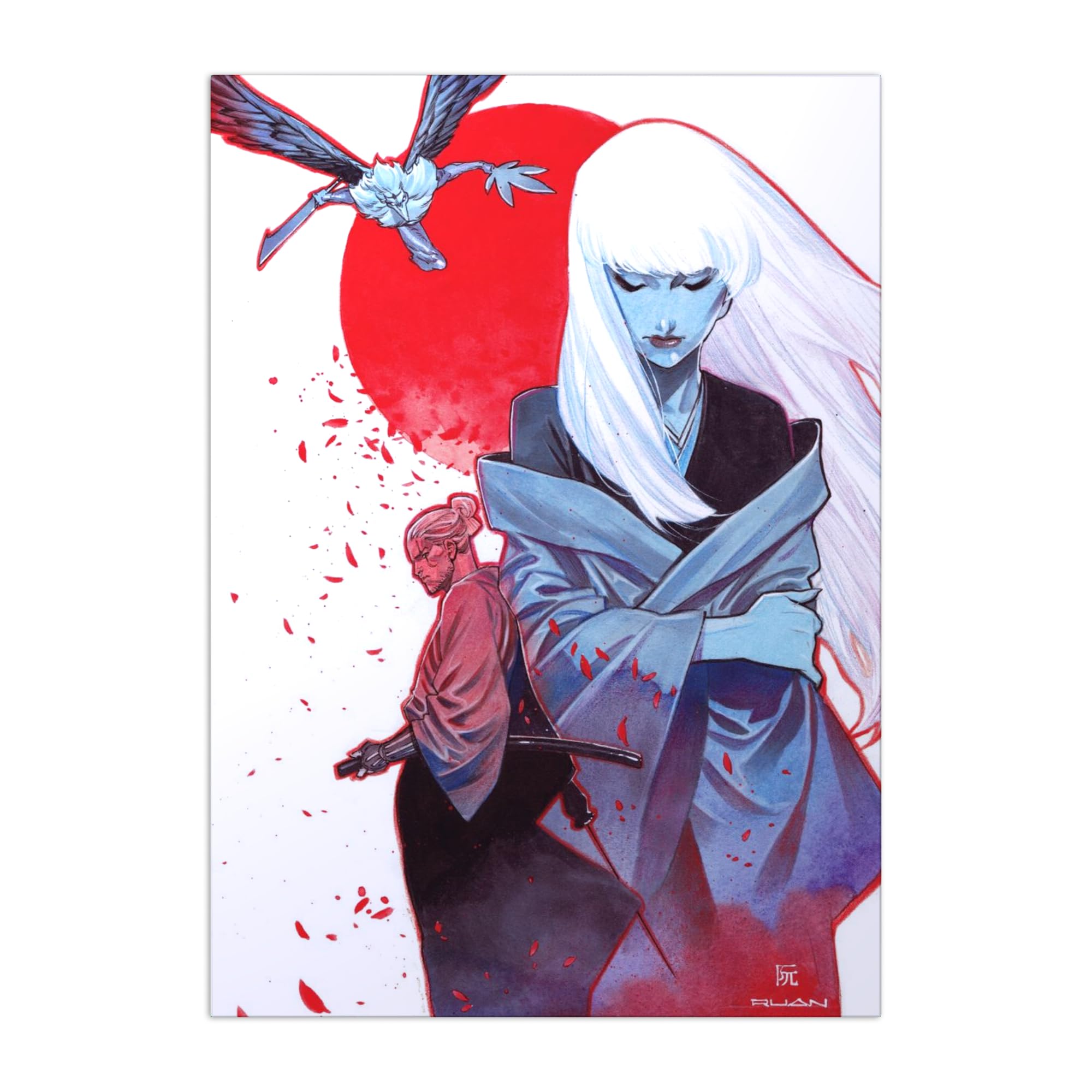 Displate - Poster in metallo - Witcher 3 - The Witcher Ronin - Ronin Alternative Cover - Dimensione L - 67,5 x 48 cm Matt