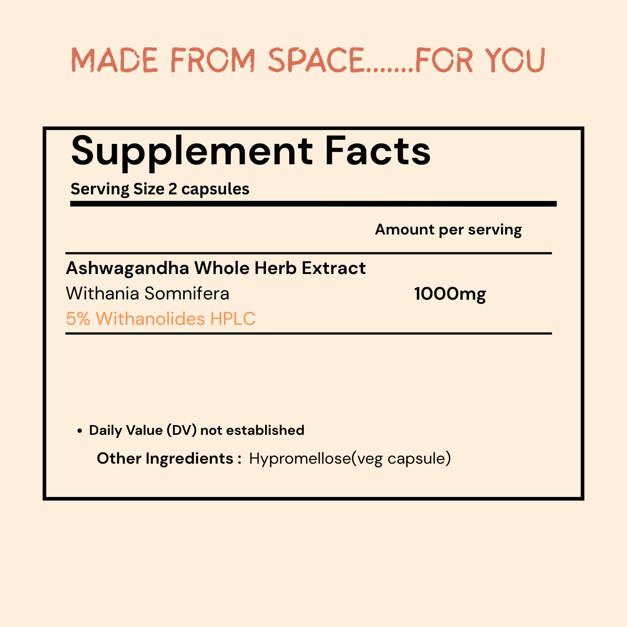 Ashwagandha Capsules 500mg | Stress Relief & Anxiety Support | 5% Withanolide Extract | 60 Vegan Capsules | MADE FROM SPACE — Amazon image 2