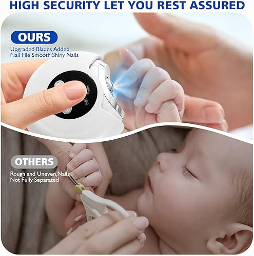 Miniatura 5 de Cortaúñas eléctrico 3 en 1, recortador de uñas eléctrico de rotación de 360 con almacenamiento automático, luz LED y 3 velocidades, indicador de