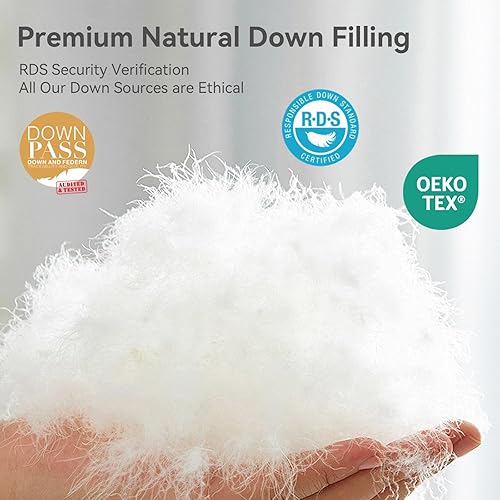 Miniatura 4 de L LOVSOUL Edredón de plumón de ganso tamaño Queen, relleno de edredón esponjoso para todas las estaciones, peso medio de 46 onzas para ropa de cama
