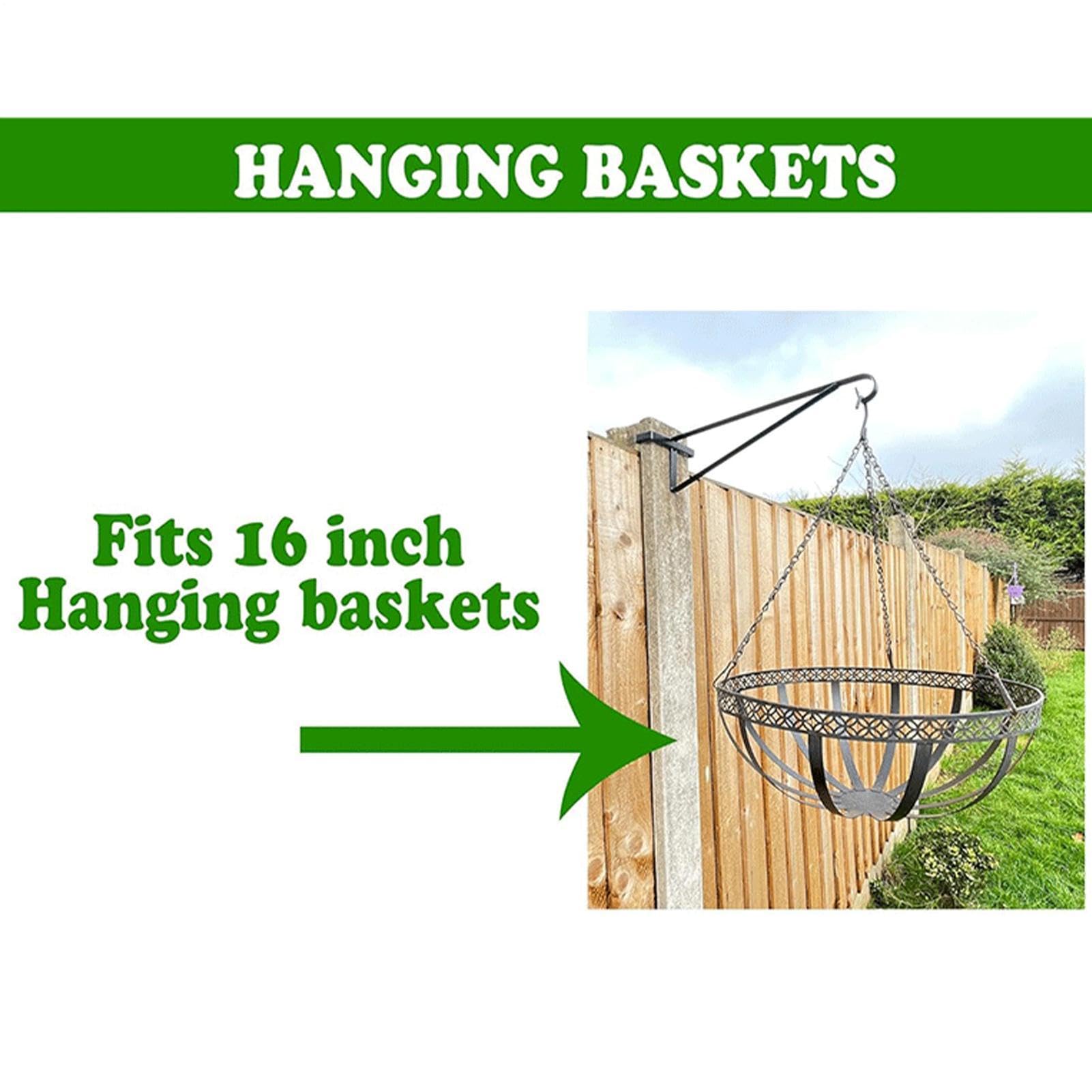 Generico Gancio piante Set Da 4 Supporti Per Vasi 38 cm | Ganci Portavasi Per Campanelle A Lanterne Mangiatoie Parete Ringhiera Giardino Recinzione Balcone Patio Fiori