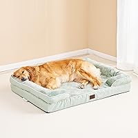 Vista 18 de EHEYCIGA - Cama ortopédica para perro grande, impermeable, de espuma viscoelástica y espuma tipo caja de huevos, bordes elevados, antideslizante