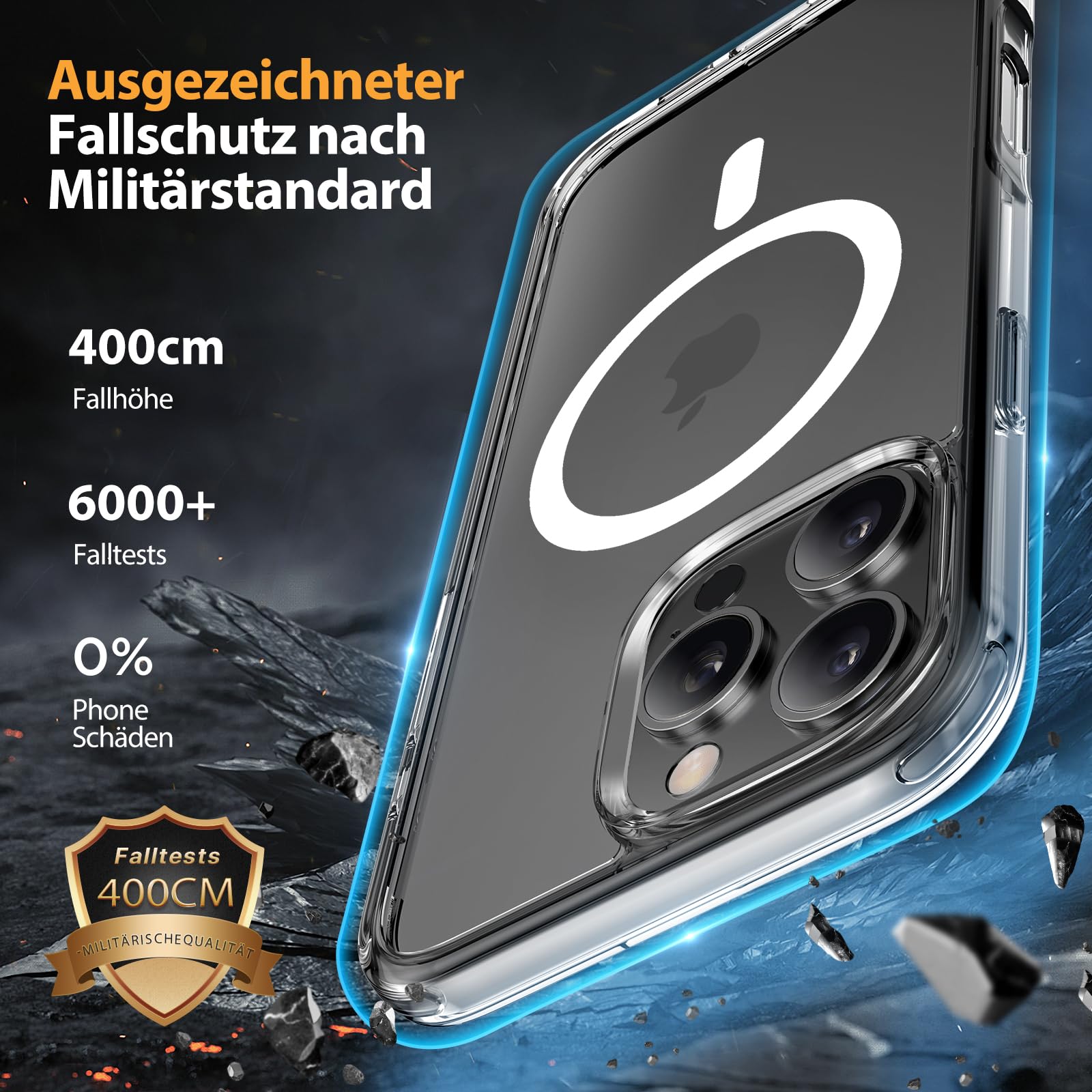 Miracase Magnetisch für iPhone 16 Pro Hülle für Magsafe[mit 2 Schutzglas] Militärschutz Stoßfest Kratzfest Anti-Fingerabdruck Samtige Touch Dünn Handyhülle für iPhone 16 Pro 6,3 Zoll,Transparent
