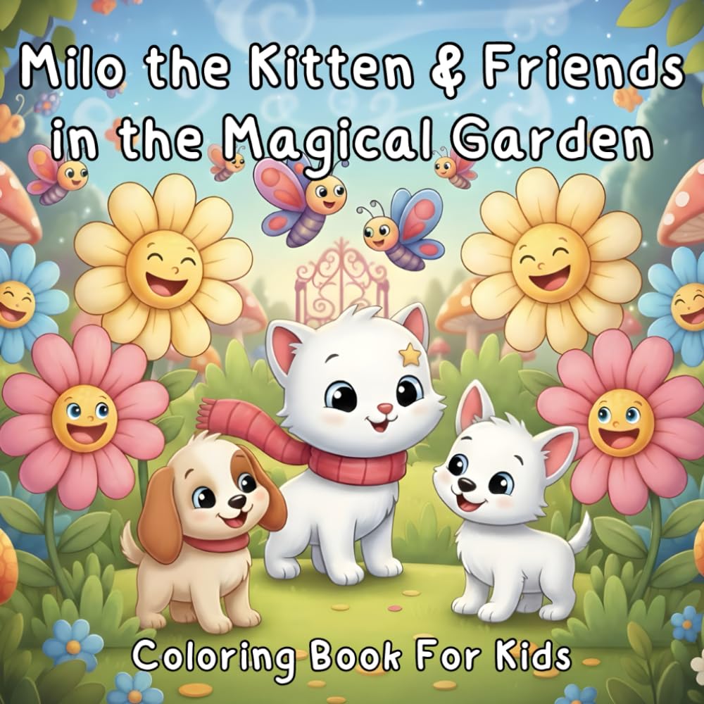 Milo the Kitten & Friends in the Magical Garden: A Cute Coloring Adventure About Friendship, Kindness, and Fun (Kittens and Puppies)