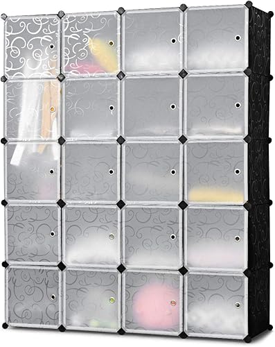 Tangkula Organizador de almacenamiento de cubos, estantes de almacenamiento de armario, armario de plástico PP para bricolaje, estantería modular,