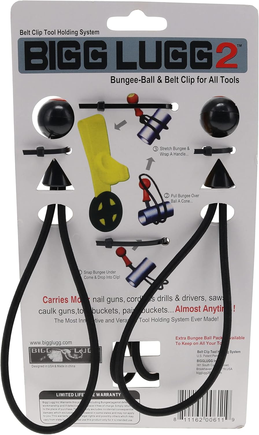 Bigg Lugg BL2-3BM Belt Clip Tool Holder System with 3 Ball Bungees - 4 Pack