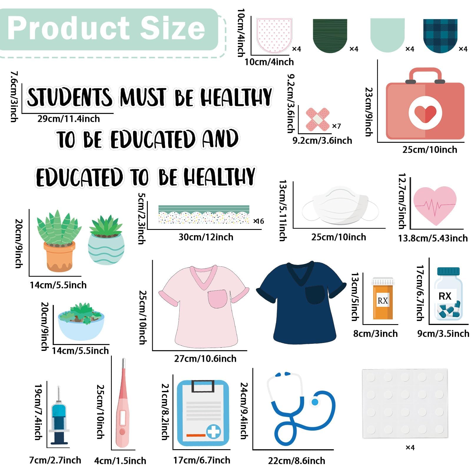 Healthy Bulletin Board Set Healthcare Workers Nurses Classroom Decorations Medical RN Cutouts for Students Doctor Hospital Nursing School Kindergarten Back to School RN Party Wall Supplies