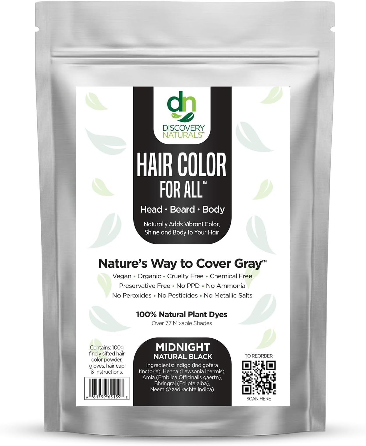 Discovery Naturals Henna Maiden ENVIOUS BLACK Hair Color: 100% & Chemical Free