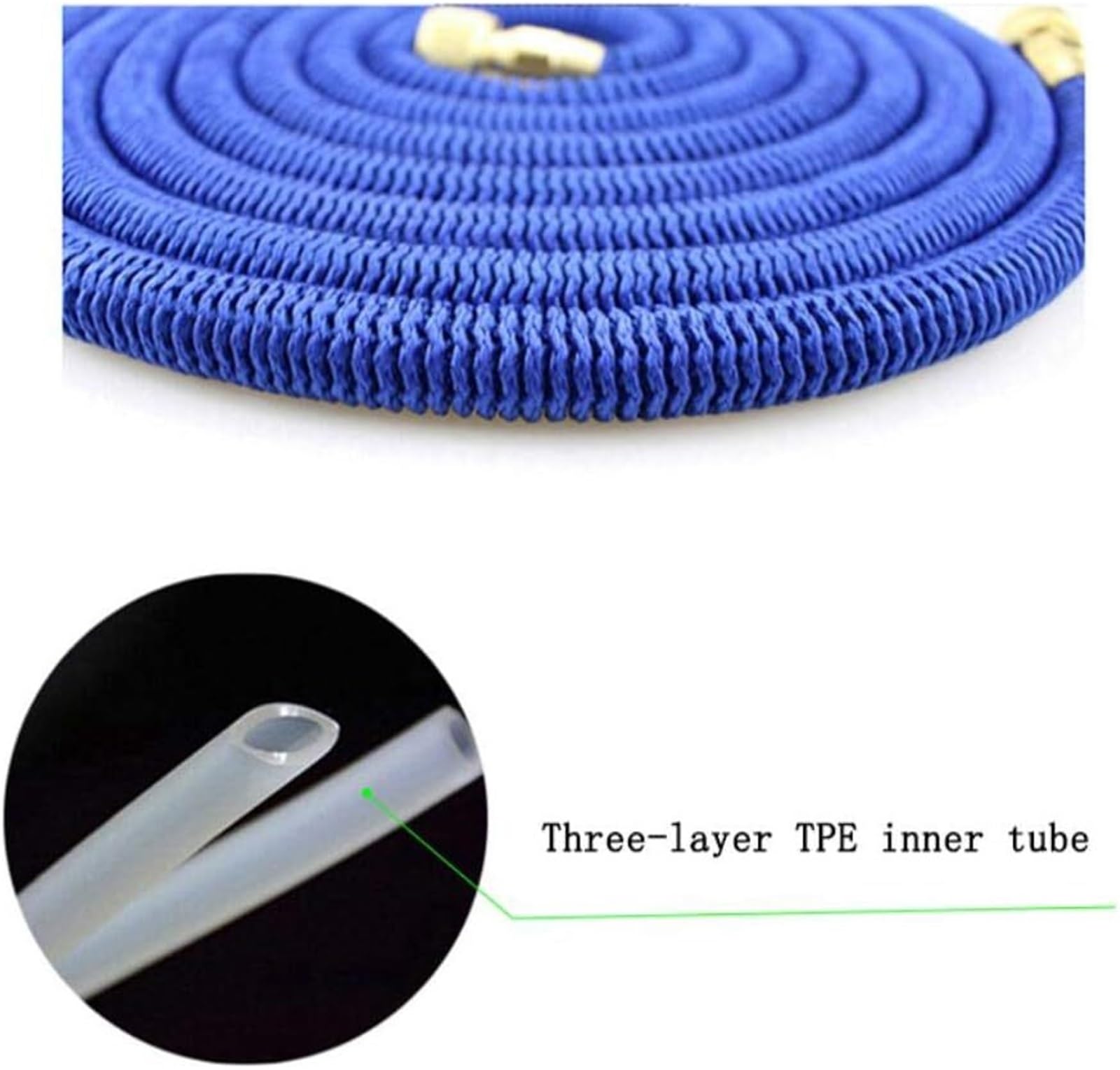 Manguera de jardín extensible, manguera de riego mágica, flexible, extensible, mangueras de tubo, botella de riego for boquilla de espuma, 1 manguera azul(Blue,10m)