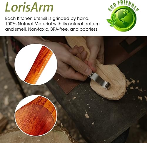 Miniatura 5 de Espátula de madera de teca de 12 ″, Espátula de cocina, Raspador de huevos, Turner de madera plana, Utensilios de cocina de madera, Aleta de madera