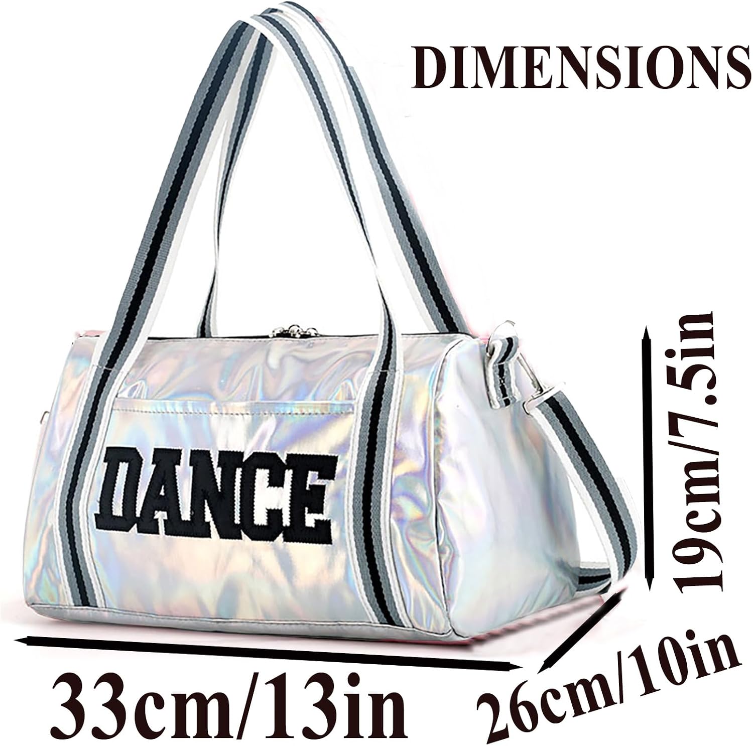 Ballet Dance Bag for Girls Waterproof Sports Hangbag Ballerina Kids Duffle Gymnastics Bag for Dancer Gym Travel (Silver)