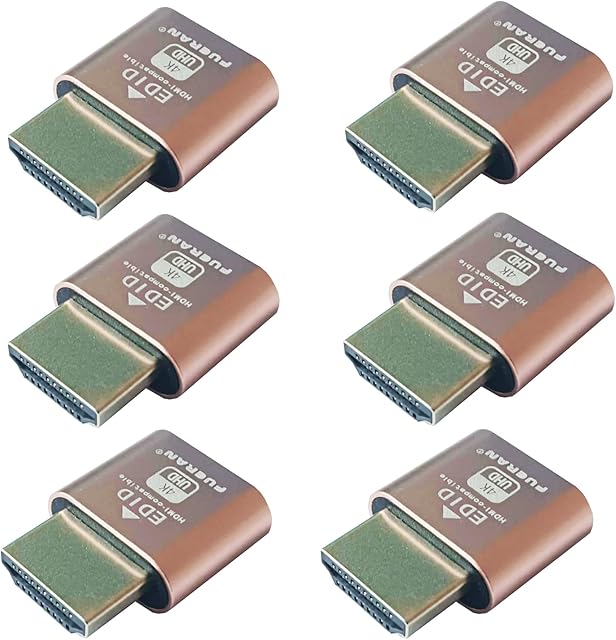 FUERAN Dummy Plug Headless Ghost Display Emulator DDC EDID Emulator Fake Display 4K HDMI-compatible@60Hz-6Pack