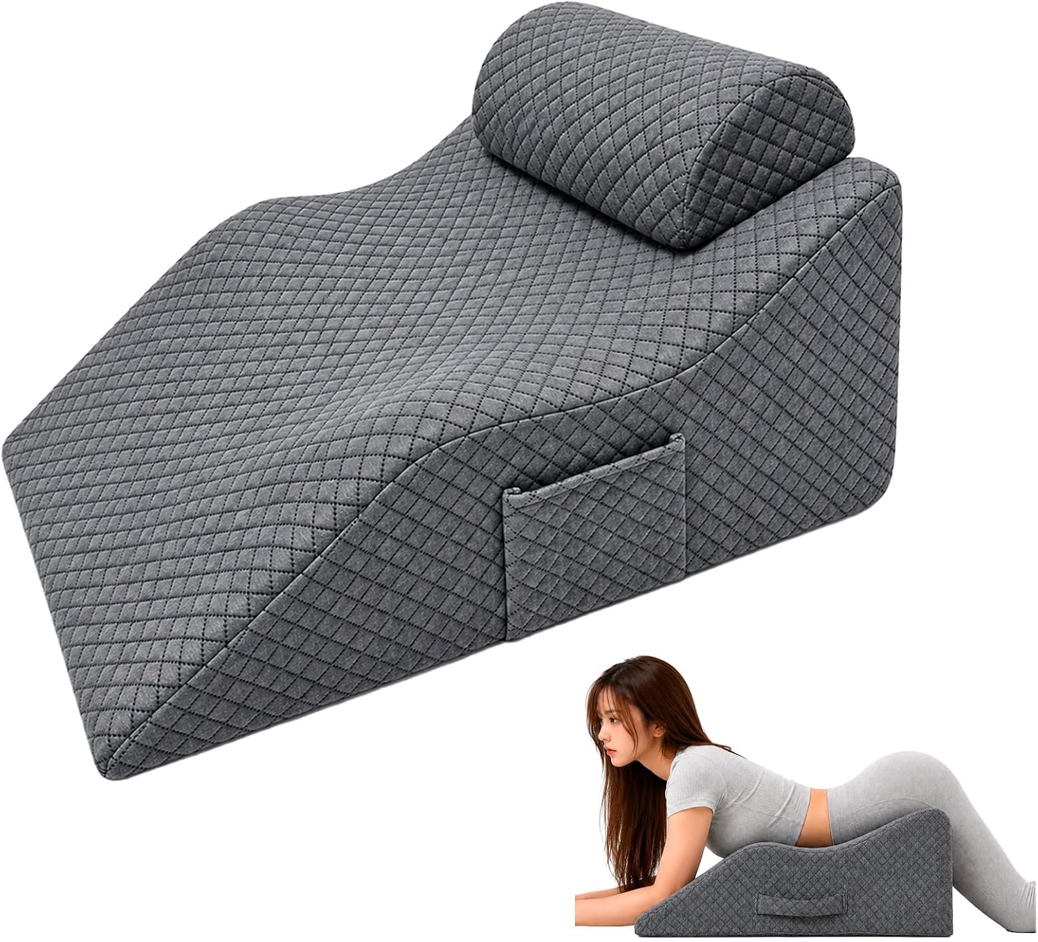Large Wedge Pillow for Couples, Firm High-Density Foam Positioning Support