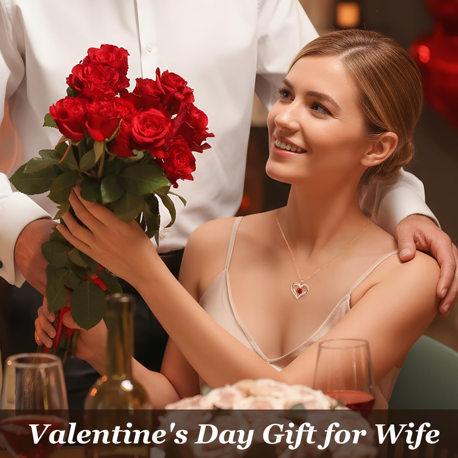 CDE Valentine's Day Gift Forever Love Heart Necklaces for Women, Wedding Anniversary, Birthday Mothers Christmas Day Gifts for Mom, Mother, Wife, S925 Silver Jewelry with Birthstone Pendant - Image 4