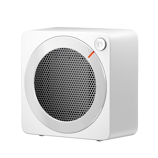 GAIATOP Space Heater, 500W Energy Efficient Space Heaters for Indoor Use, PTC Ceramic Fast Heating Electric Desk Heater, Overheating & 45°Tip-Over Protection Portable Mini Heater for Office Home White