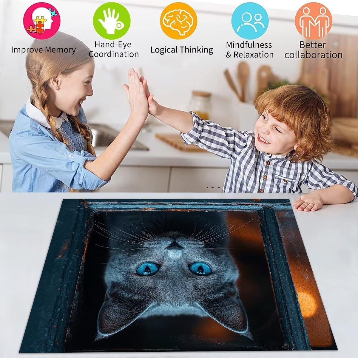 Puzzle Erwachsene 2000 Teile Katze Haustier Educa Jigsaw für Kinder ab 8 Jahren Mädchen Jungen, Erwachsene Impossible Klassische Puzzles Schwer, Anspruchsvoll Spielspaß, Als Geschenke 70x99cm t-636