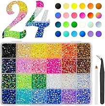 24 Color Resin Rhinestones Flatback Stones Colorful Resin Non-Hotfix Gems Diamonds Bulk for Nails Eyes Face Makeup Crafting Tumblers DIY Crafts