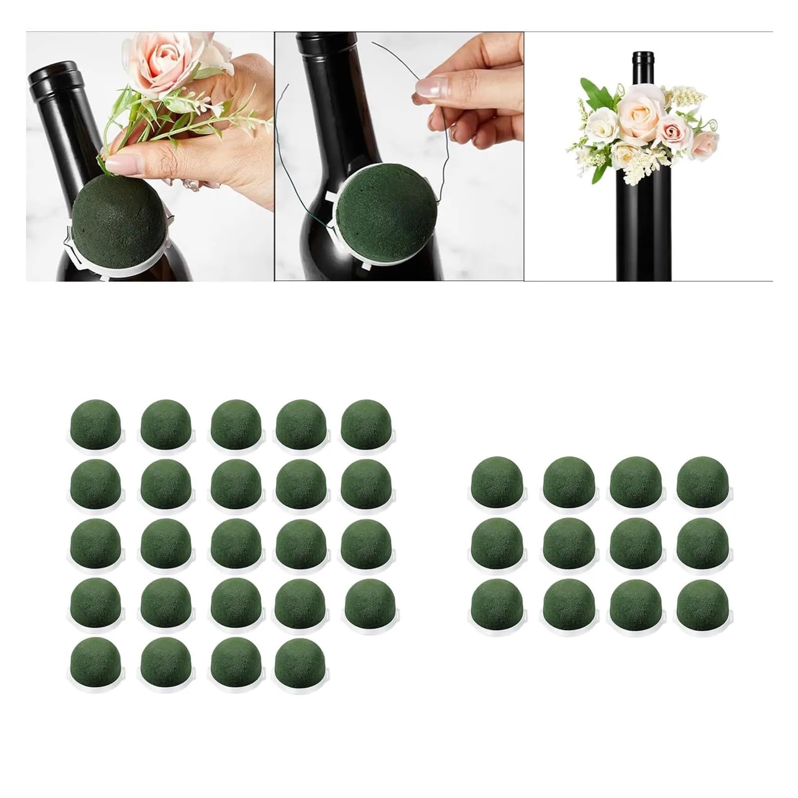 Blumensteckschaum Mini-Steckschaum, Floristen-Schaum, grün, Steckschaum, Steckschaum-Halter, Flaschendekoration for Club, Party, Restaurants, Schlafzimmer, Büro(24pcs)