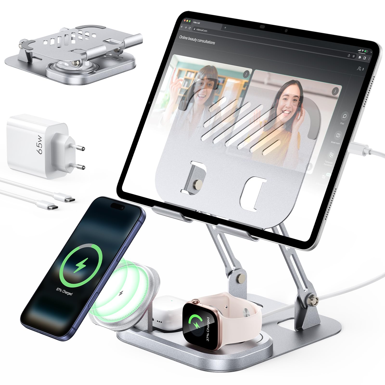 Meifigno Station de charge inductive 5 en 1 avec USB-C 30 W pour appareils