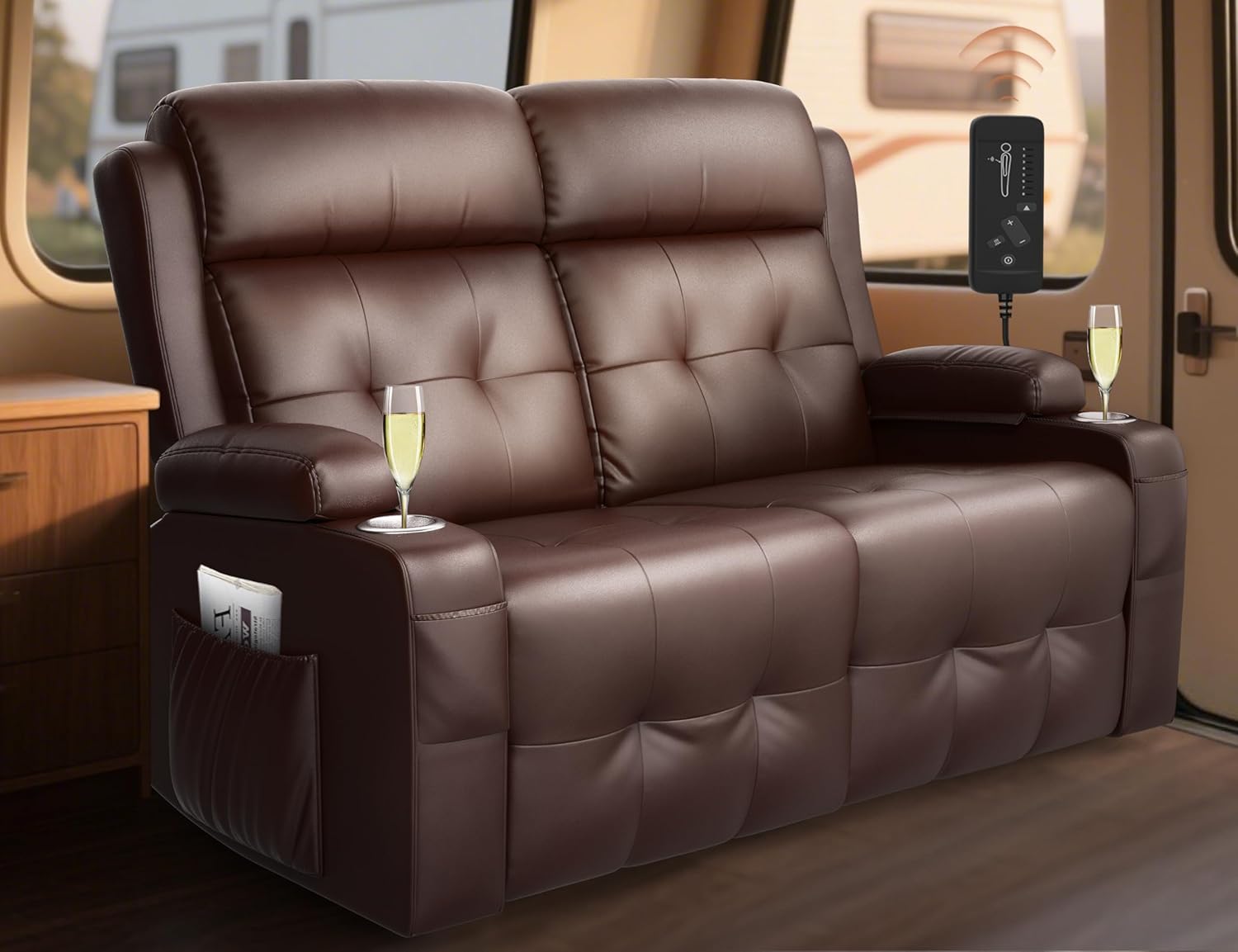 Amazon.com: Tiooii RV Loveseat Recliner Sofa, Oversized Massage Wall ...