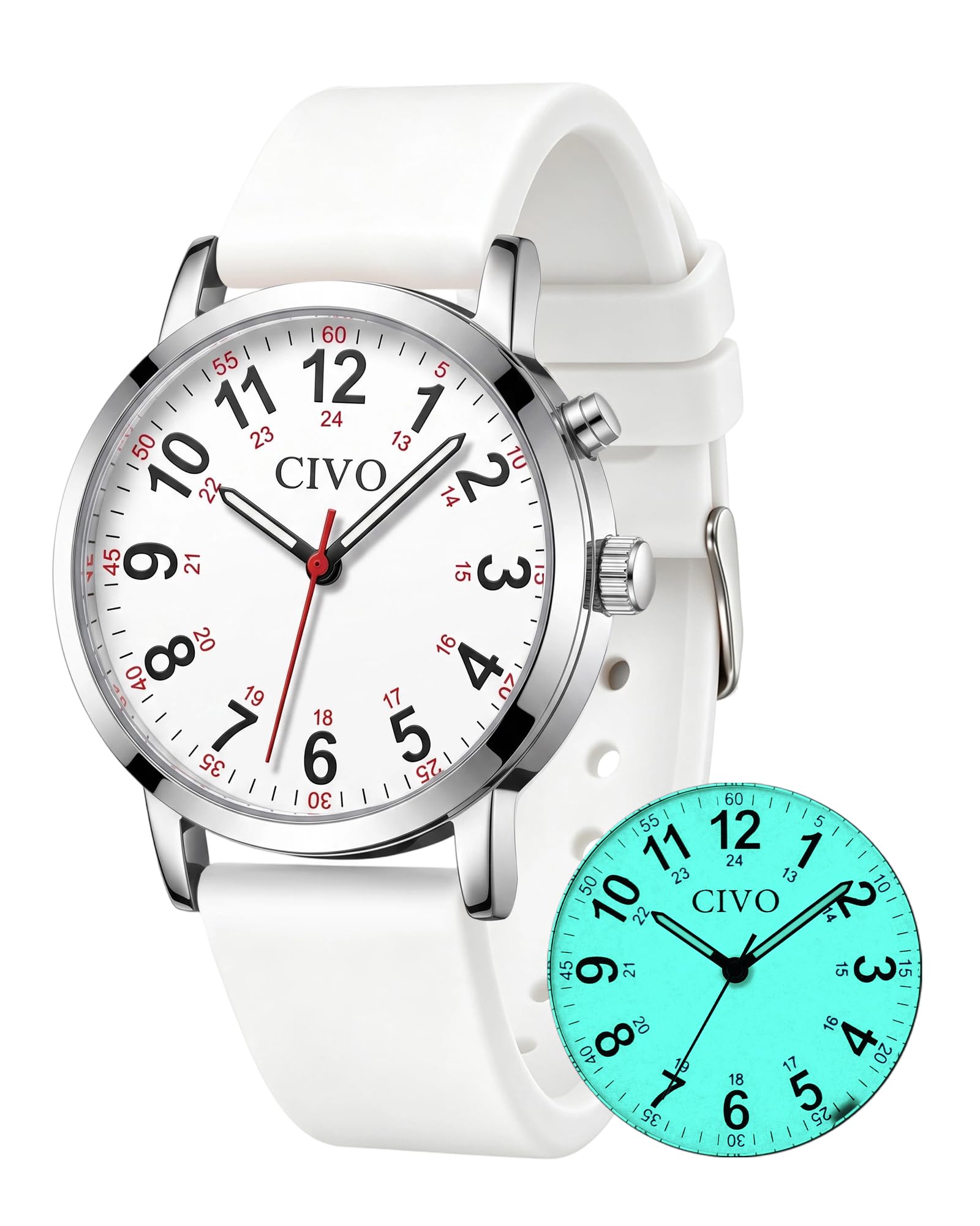 CIVO Night-Light Nurse Watches for Women: Easy-Read Analog Waterproof Watch