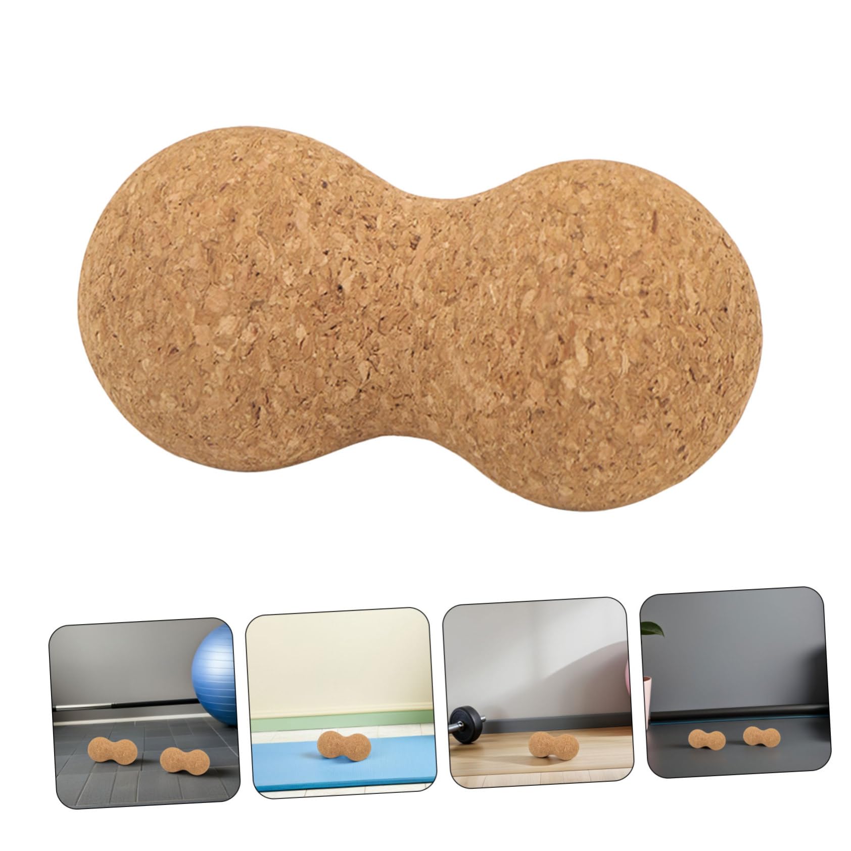 Pelota de Masaje de Maní de Corcho, 2 Piezas, para Pies y Piernas | Antideslizante, Ligera y Compacta, para Fitness y Ejercicios de Recuperación, Color Caqui