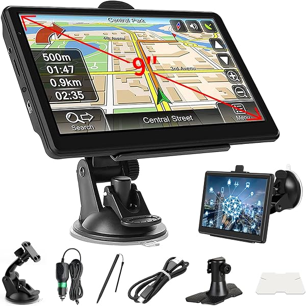 9 Inch Sat Navs, GPS Navigator Sat Nav for Car, Truck, Buses with 2025 UK Maps, Lifetime Free Updates, Real-Time Voice Guidance, Speed Camera Alerts, Lane Assist, and Comprehensive POI - 1
