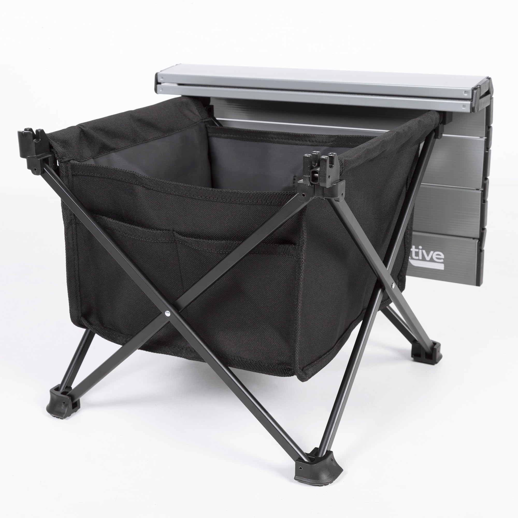 AKTIVE Camping- Table de Camping Pliante avec Sac de Rangement, Table de Camping Pliable Légère et Solide, Polyester et Aluminium, Plage ou Jardin, 40X35X30 cm