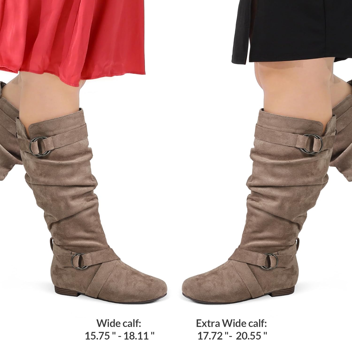 mysoft Women's Wide Calf/Extra Wide Calf Knee High Boots Slouchy Flat Tall Boots with Side Zipper - Image 2