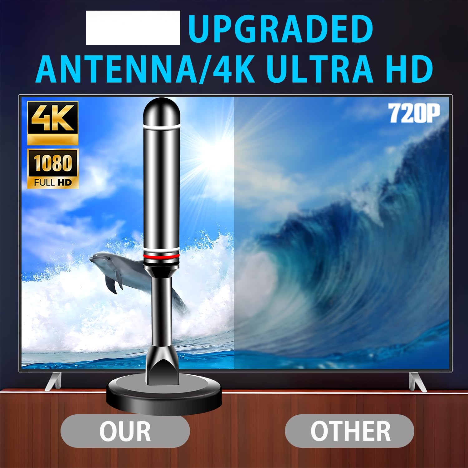 Antenna TV per Smart TV da interni, antenna digitale per canali locali, supporto 4k 1080p con forte base magnetica, ricezione a lungo raggio per TV vecchi/HD