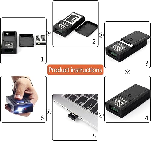 Miniatura 6 de Symcode Escáner de código de barras Bluetooth 2D QR, mini lector de código de barras CMOS inalámbrico de mano 1D 2D con conexión inalámbrica