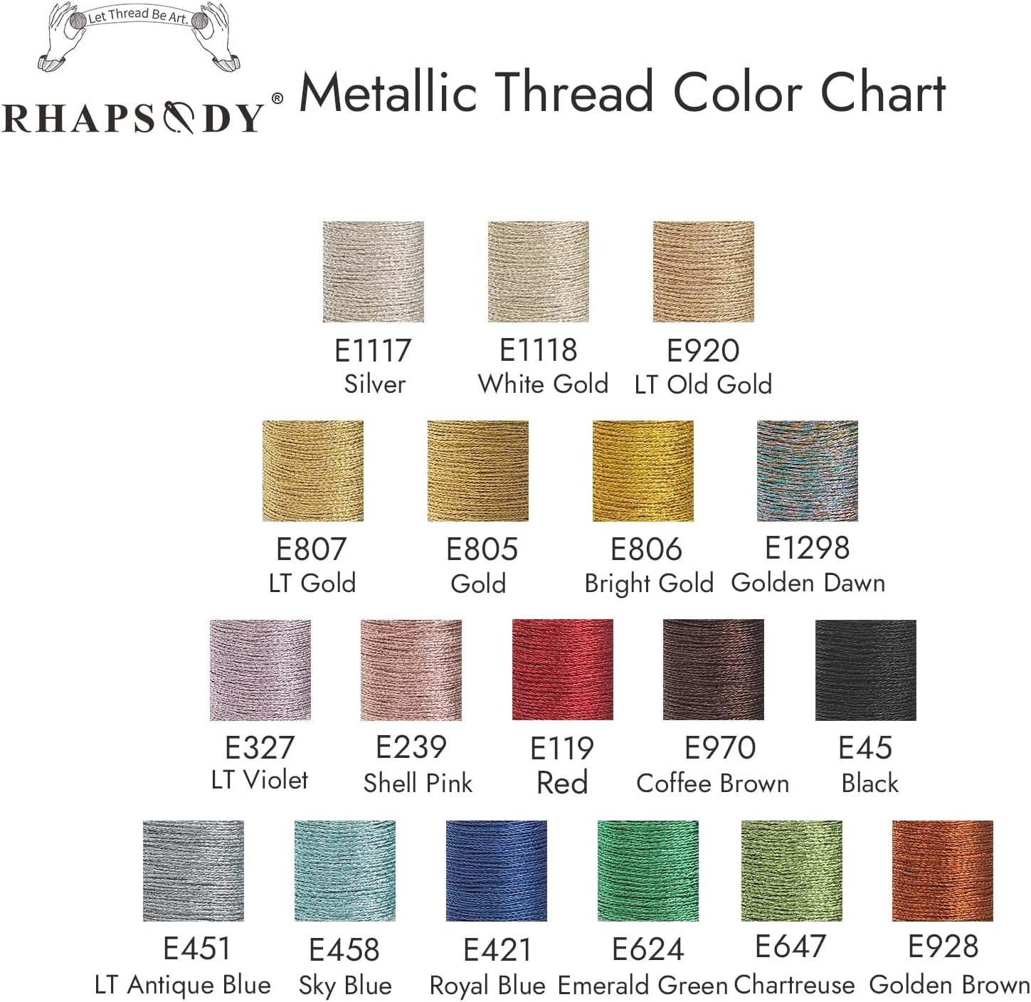 Rhapsody 18 Colors 3 Strands Pearl Metallic Thread Kit for All Needlework, Shuttle Tatting, Crochet, Sewing, Hand Embroidery, Cross Stitch, Quilting, and Other DIY Projects