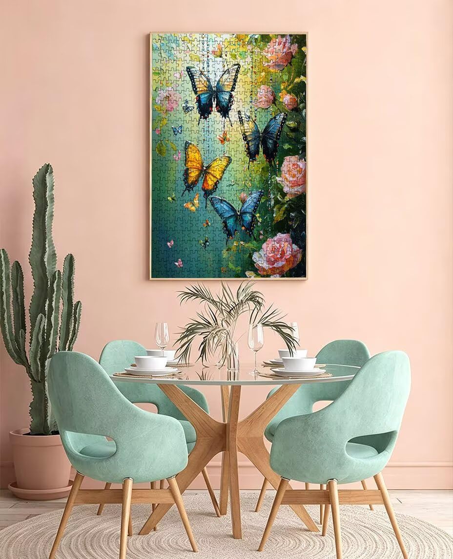 Puzzle 1000 elementów, Piwonia motyl puzzle dla dorosłych 1000, niemożliwe klasyczne układanki, drewniane układanki, gra rodzinna, do gry edukacyjnej wyzwanie zabawki, dekoracja ścienna prezent BXHZW5