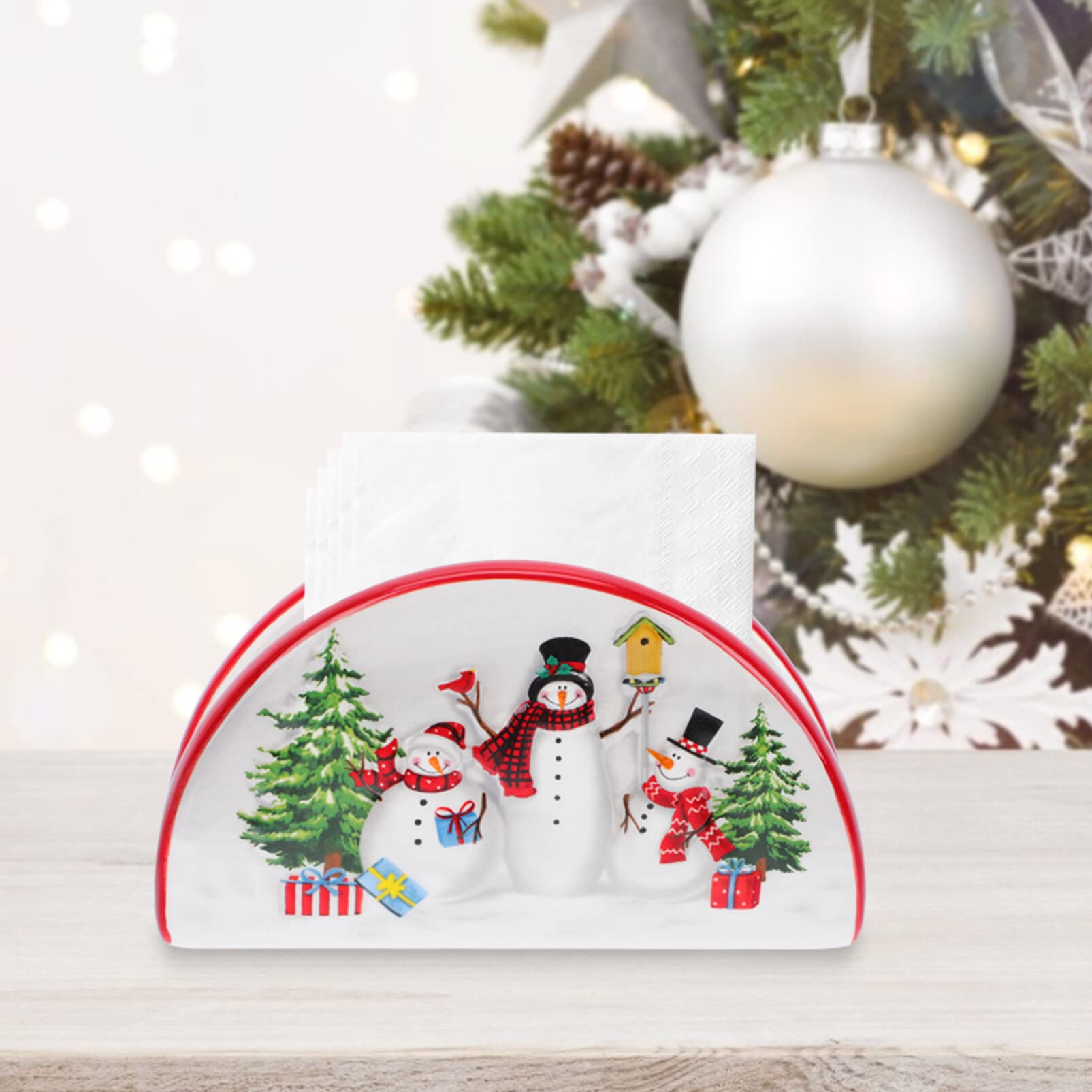 Portatovaglioli In Ceramica A Forma Di Babbo Natale – Compatto, Per Tovaglioli Standard, Decorazione Natalizia