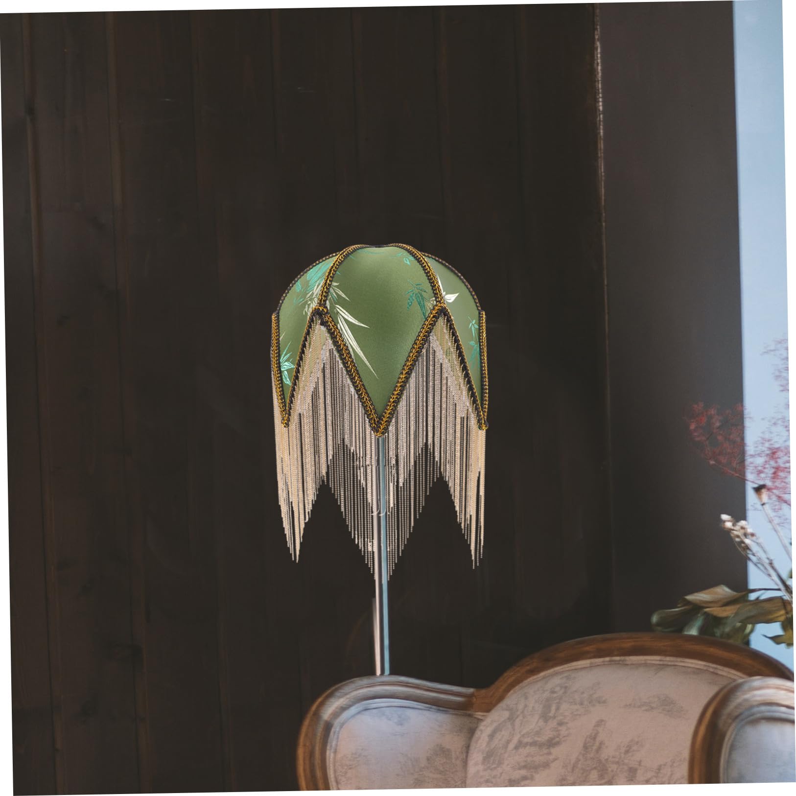 Paralume Verde con Motivo Foglia, Struttura in Ferro | Copertura Decorativa Delicata, Foro Centrale da 1cm, Uso Versatile su Tavolo e Camera