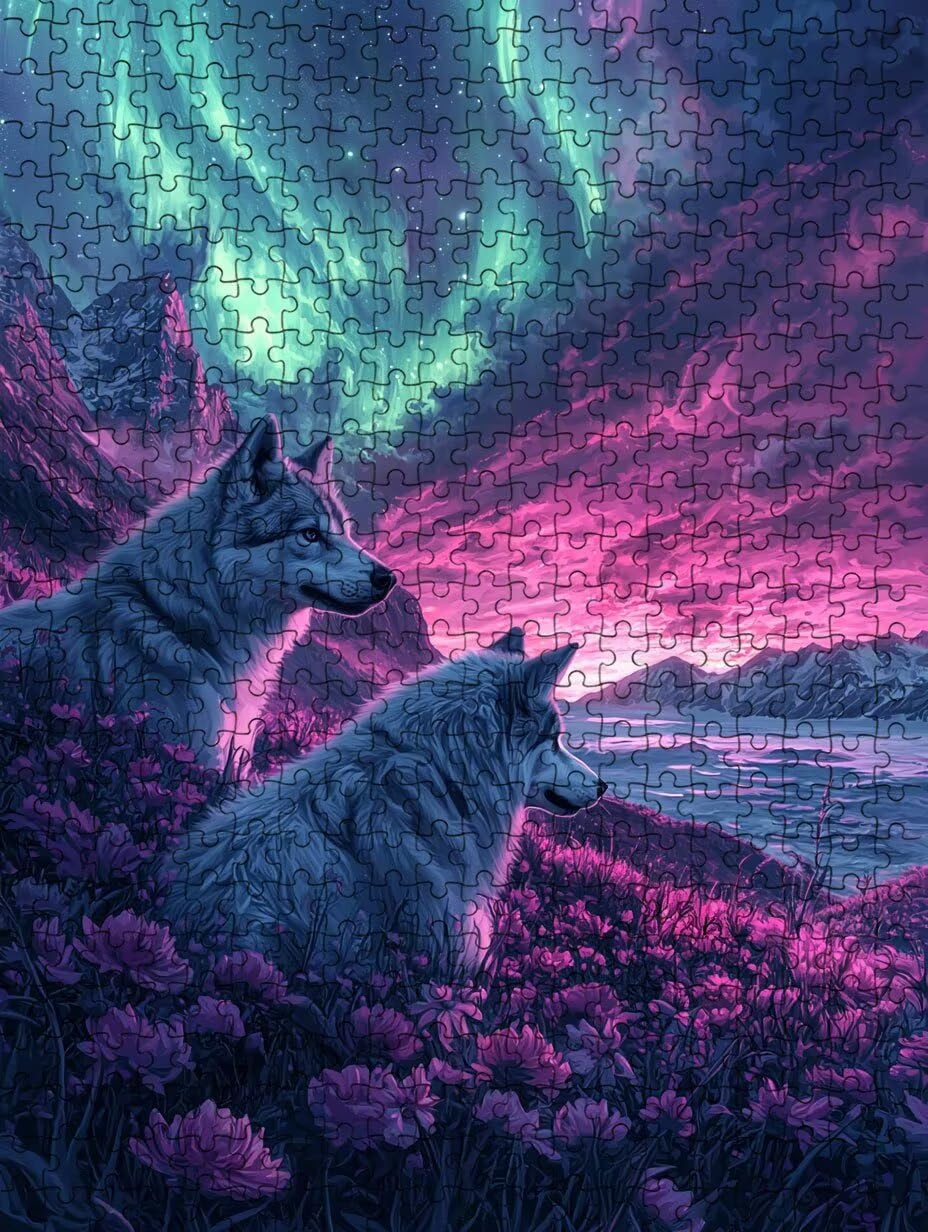 Puzzle 3000 elementów, puzzle dla dorosłych biały wilk aurora artystyczne puzzle, gra puzzli, drewniane układanki, niemożliwe klasyczne układanki, do gry edukacyjnej wyzwanie zabawki, rodzinne