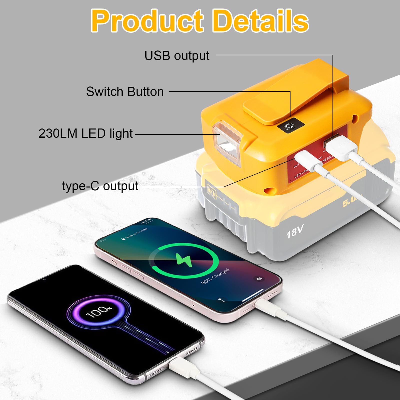 Amazon.com: USB Power Source Compatible with Dewalt 20V and 