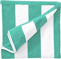 Vista 14 de Great Bay Home Toalla de playa de terciopelo a rayas de cabana 100% algodón (30 x 60).