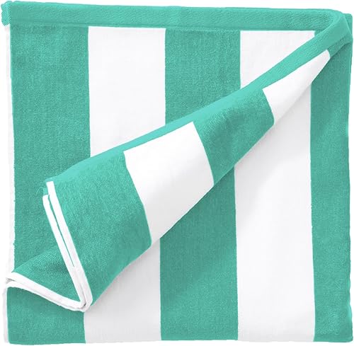 Miniatura 14 de Great Bay Home Toalla de playa de terciopelo a rayas de cabana 100% algodón (30 x 60).