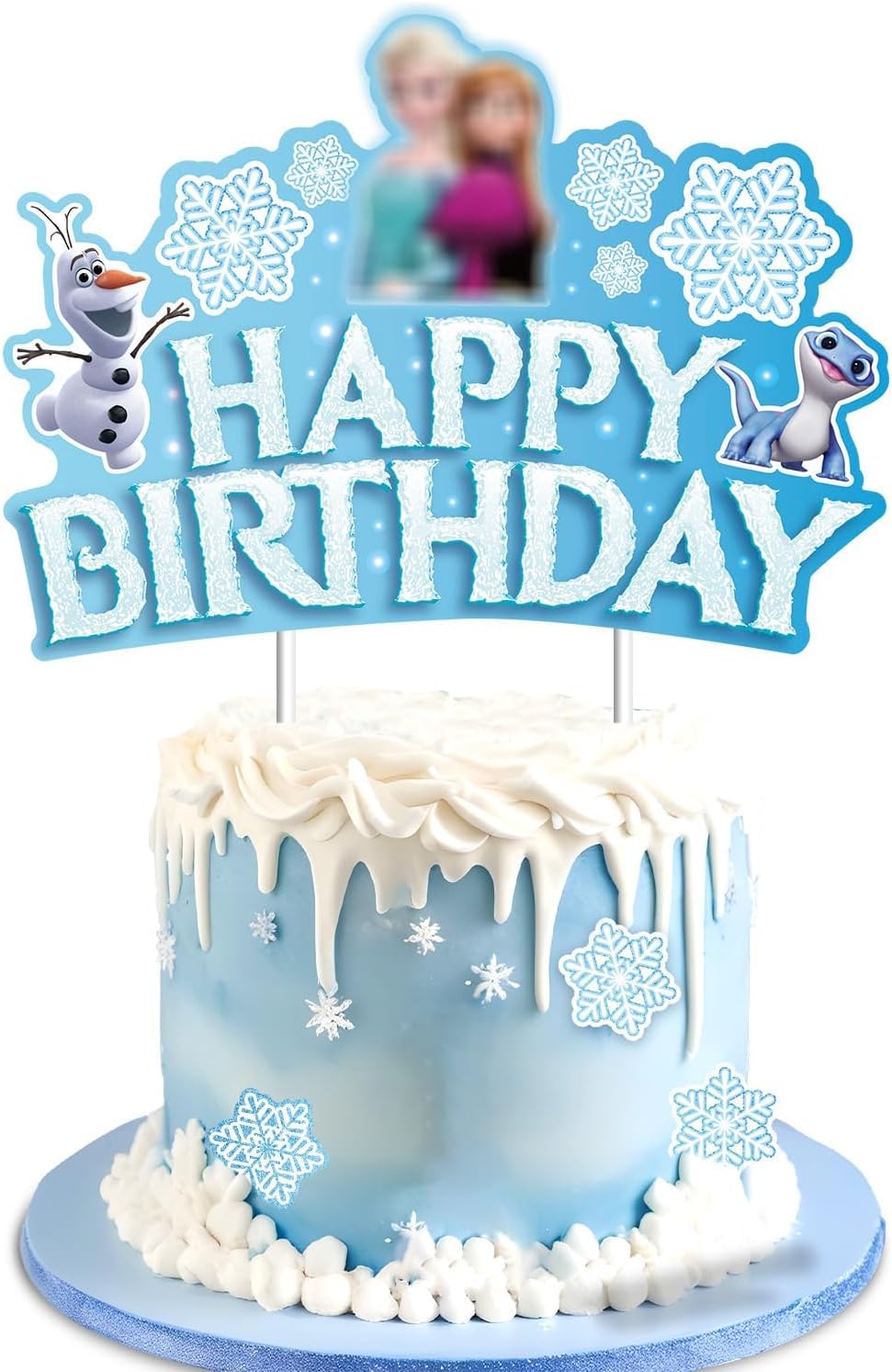 Ice Princess Cake Topper for Girls, Princess Birthday Cake Topper Snowflake Theme Baby Shower Birthday Cake Decor For Girls Boys Kids