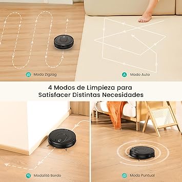 Vexilar W7 Robot Aspirador y Fregasuelos, Robot Aspirador 2 en 1,Potente Succión 4000Pa,Antienredos,Larga Autonomía,3 Niveles de Ajuste de Agua, Adecuada para Suelos,Alfombras,Pelo de Mascotas3