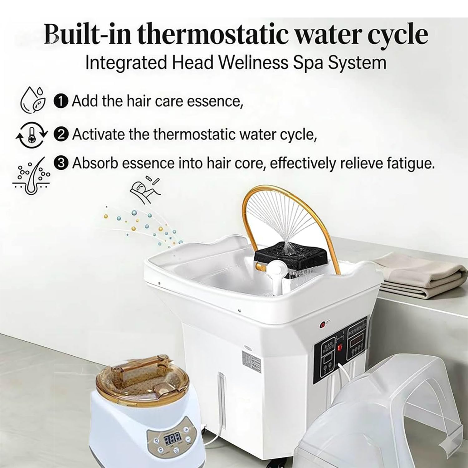 Generisch Japanische Head-Spa-Ausrüstung Head Spa Geräte mit 60l Wassertank Thermostatische Shampoo-Becken Wasserzirkulation Mobiles Geeignet für Head Spas und Friseursalons